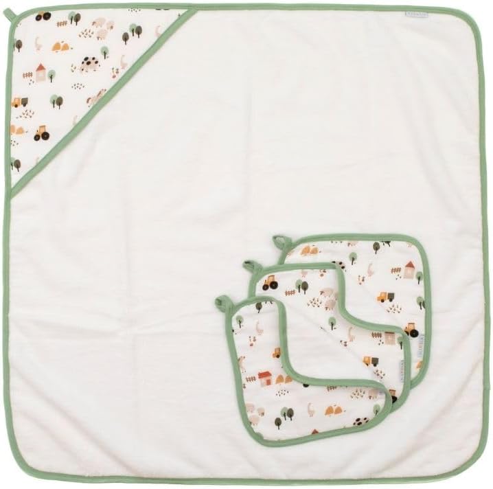 All4Ella Organic Hooded Baby Towel - Country Farm - Image 5